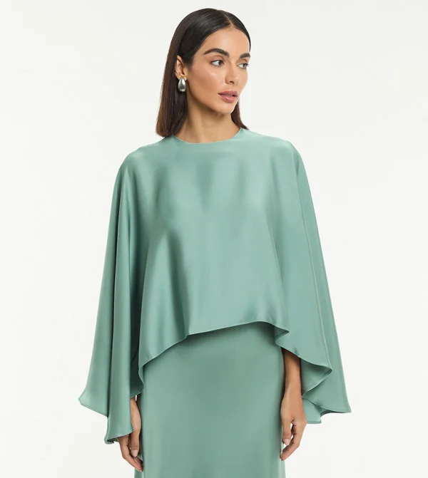 BCBG DRAPED SATIN BOLERO