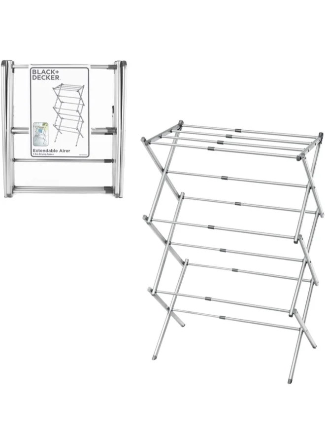 BLACK+DECKER Extendable Compact Clothes Drying Rack Cool Grey 100 x 76 x 38 cm 61069