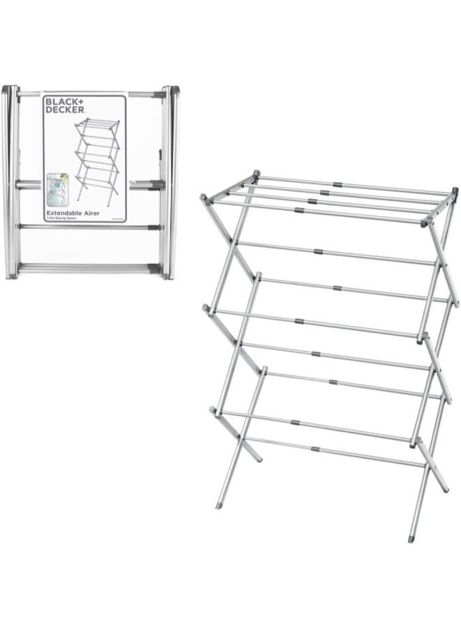 BLACK+DECKER Extendable Compact Clothes Drying Rack Cool Grey 100 x 76 x 38 cm 61069 - Image 1