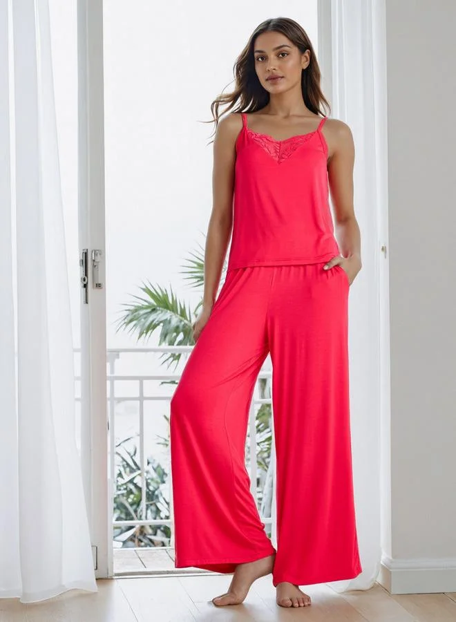Splash FAV Lace Detail Camisole and Pyjama Set