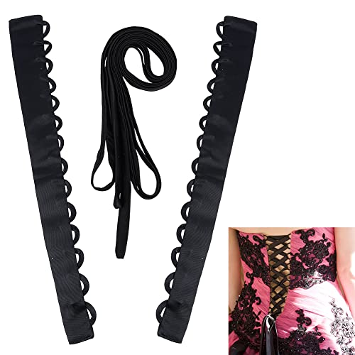 AHANDMAKER 160 Inch Women's Tie Back for Wedding Bridal Gown, 19 Inch Wedding Dress Loops, Adjustable Wedding Dress Loops Lace up for Prom Dress, Dress Cord Loops for Zipper Replacement or Buttons - Image 1