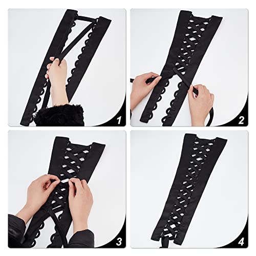 AHANDMAKER 160 Inch Women's Tie Back for Wedding Bridal Gown, 19 Inch Wedding Dress Loops, Adjustable Wedding Dress Loops Lace up for Prom Dress, Dress Cord Loops for Zipper Replacement or Buttons - Image 4