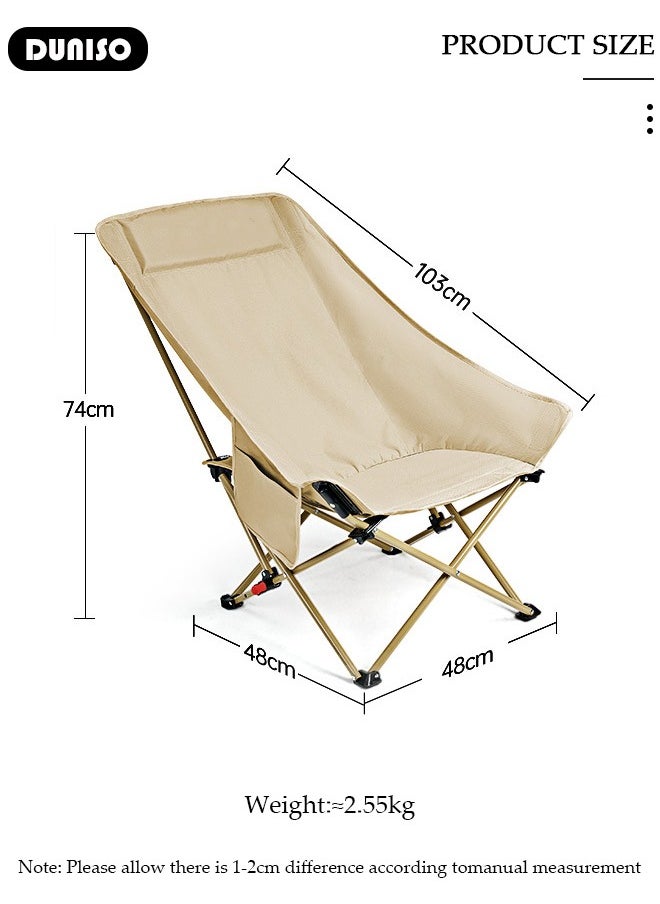 DUNISO - High Back Folding Camping Chair with Adjustable Backrest for Adults, Portable and Lightweight Reclining Lounge Chairsl, Outdoor Camping Chair with Side Pocket for Fishing, Picnic, BBQ, Hiking Travel, Beach - Image 1
