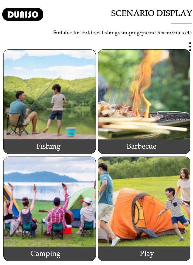 DUNISO - High Back Folding Camping Chair with Adjustable Backrest for Adults, Portable and Lightweight Reclining Lounge Chairsl, Outdoor Camping Chair with Side Pocket for Fishing, Picnic, BBQ, Hiking Travel, Beach - Image 1