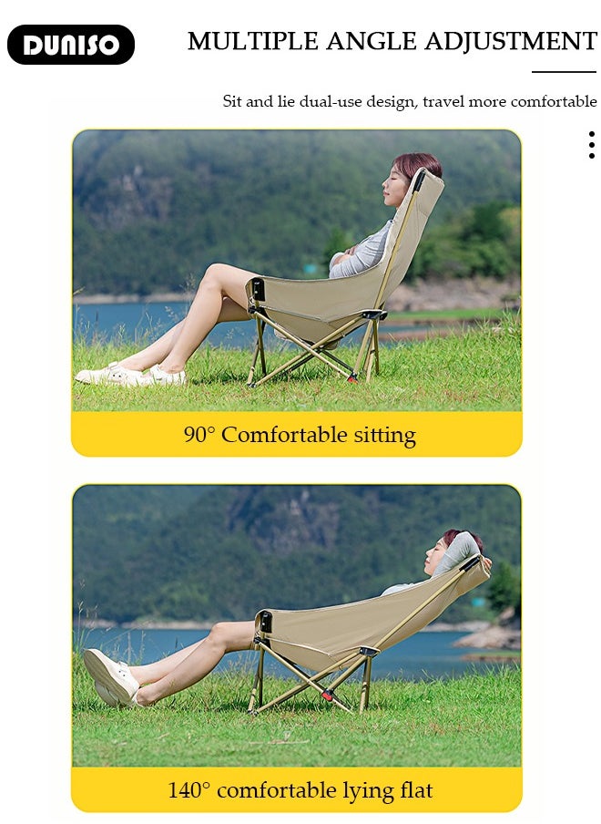 DUNISO - High Back Folding Camping Chair with Adjustable Backrest for Adults, Portable and Lightweight Reclining Lounge Chairsl, Outdoor Camping Chair with Side Pocket for Fishing, Picnic, BBQ, Hiking Travel, Beach - Image 1