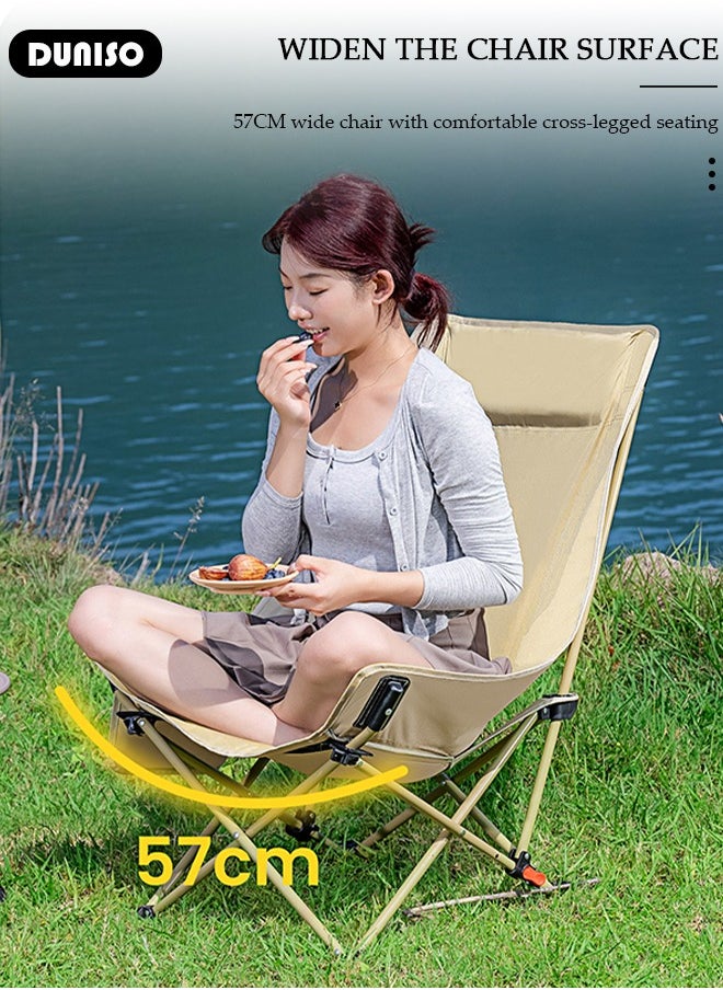 DUNISO - High Back Folding Camping Chair with Adjustable Backrest for Adults, Portable and Lightweight Reclining Lounge Chairsl, Outdoor Camping Chair with Side Pocket for Fishing, Picnic, BBQ, Hiking Travel, Beach - Image 1