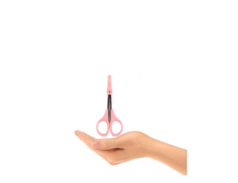EMILYSTORES Eyebrow Grooming Scissors 4 Inches Curved Small Craft Lash Scissor for Eyebrow Eyelash Extensions Stainless Steel 1PC (Pink_Curved) - Image 5