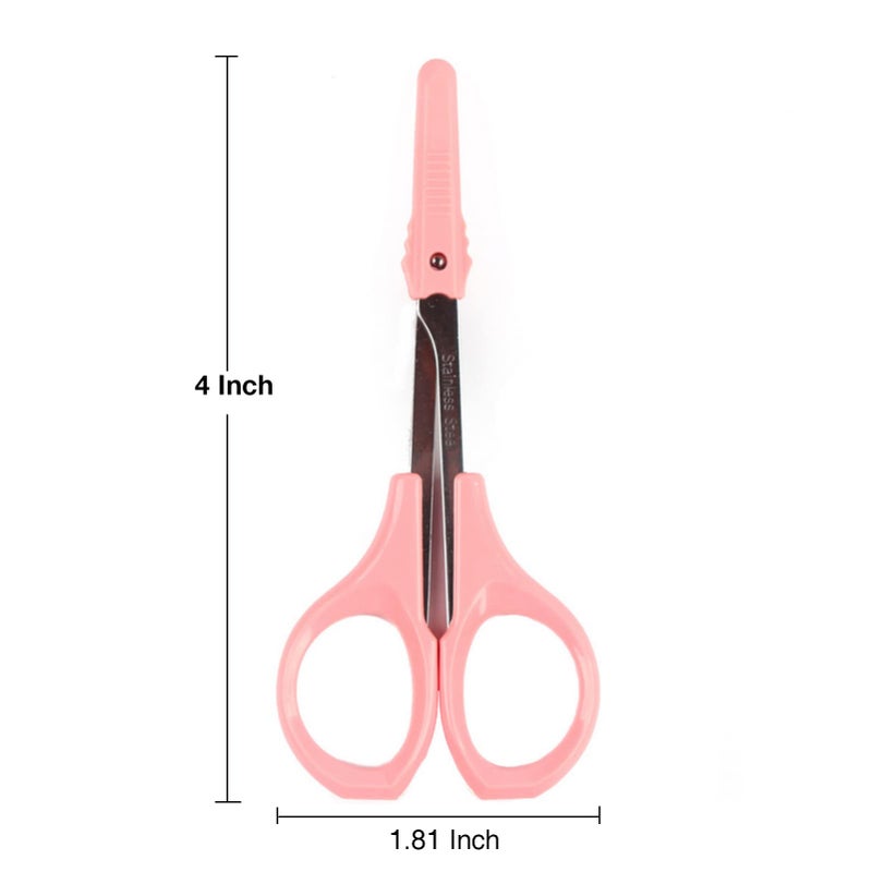 EMILYSTORES Eyebrow Grooming Scissors 4 Inches Curved Small Craft Lash Scissor for Eyebrow Eyelash Extensions Stainless Steel 1PC (Pink_Curved) - Image 2