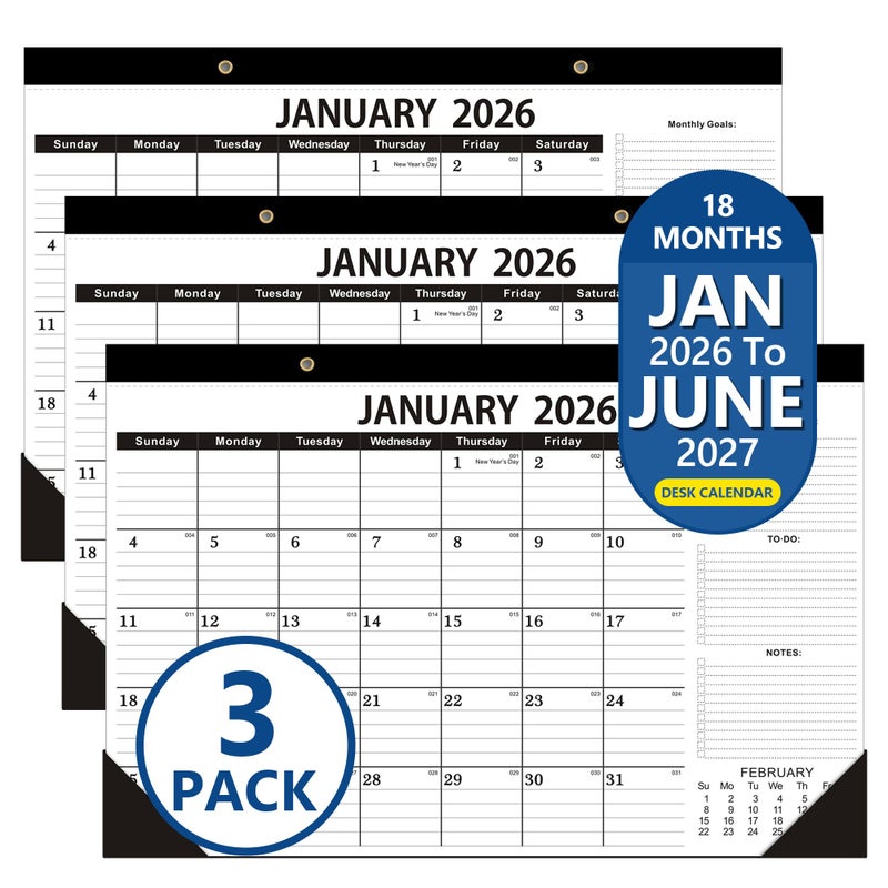 OLUPAND Desk Calendar 2026,January 2026 to June 2027,2026 Desk Calendar- 12x17",Calendar 2026-2027 as Office Calendar,Teacher 2026 Calendar (3 PACK) - Image 1