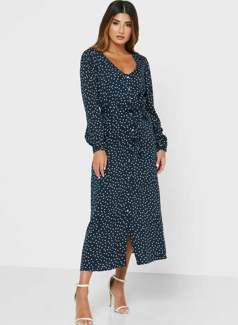 ONLY Tie Detail Printed Dress