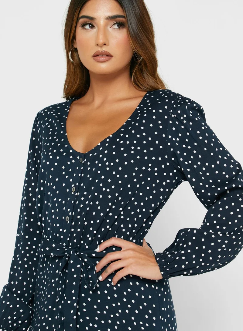 ONLY Tie Detail Printed Dress
