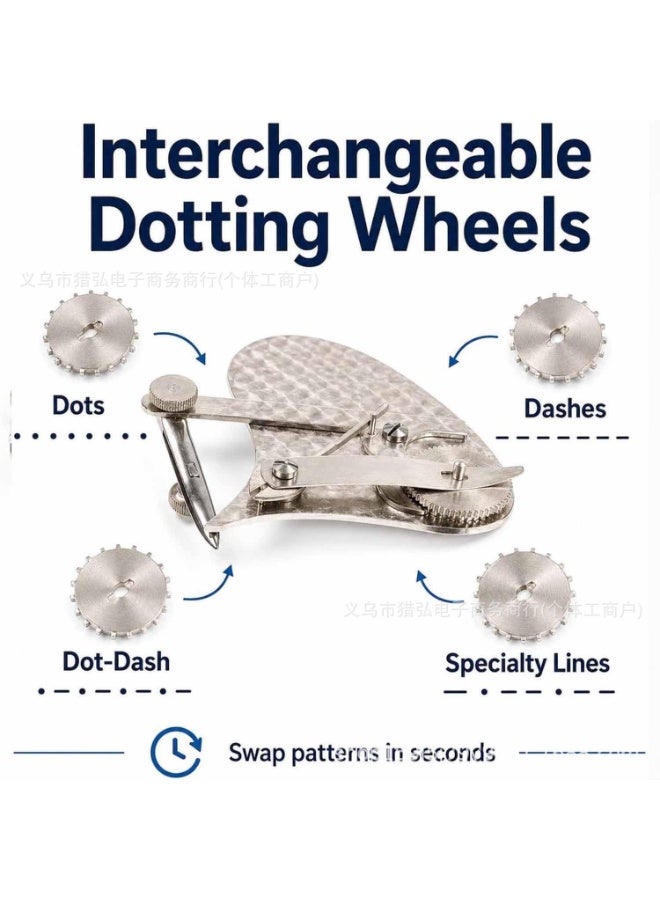 Precision Mechanical Dotting Pen Drawing Tool with Interchangeable Wheels, Stainless Steel - Image 3