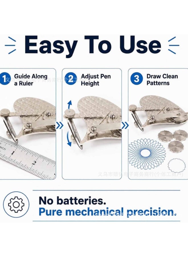 Precision Mechanical Dotting Pen Drawing Tool with Interchangeable Wheels, Stainless Steel - Image 2