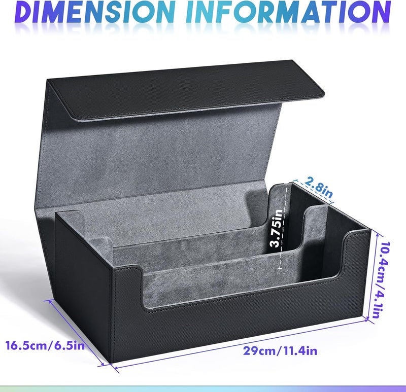 UAONO Card Storage Box for Trading Cards, 1200+ PU Leather Commander Card Deck Case, Magnetic Closure Card Holder Fits for Magic Game Cards (Black) - Image 5