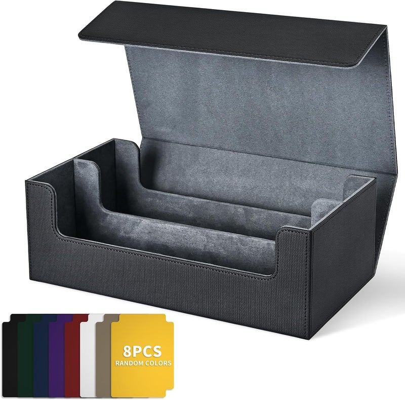 UAONO Card Storage Box for Trading Cards, 1200+ PU Leather Commander Card Deck Case, Magnetic Closure Card Holder Fits for Magic Game Cards (Black) - Image 1