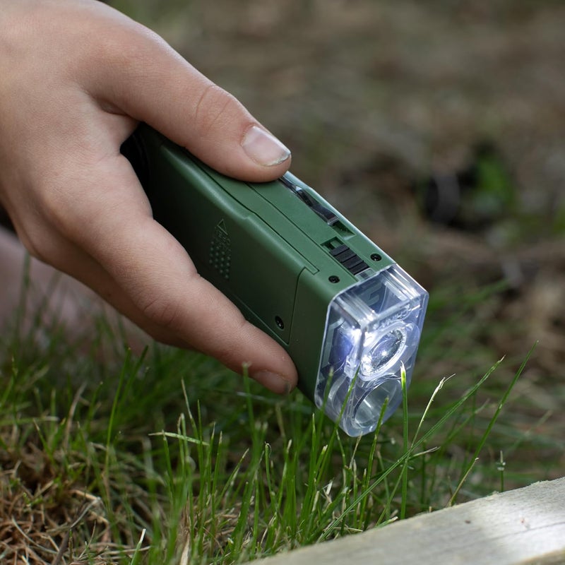 Carson X-Scope Kids 7 Function Multi Purpose Optical Pocket Tool with 30x Microscope, 8x Telescope, 9x Fold-Out Magnifier, Flashlight, Signal Whistle, Directional Compass and Digital Clock (CP-11) - Image 4