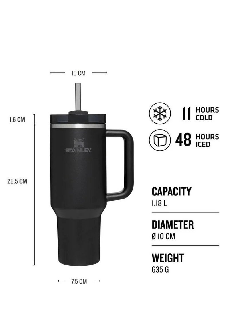 Stanley Quencher H2.0 FlowState Vacuum Insulated Tumbler – 40oz Black Stainless Steel Travel Mug with Leakproof Lid & Reusable Straw – Double-Walled Thermal Bottle – Keeps Drinks Hot for 7 Hours & Cold for 24 Hours – Durable, BPA-Free, Portable & Ideal for Coffee, Water, Smoothies, Iced Tea, and More - Image 4
