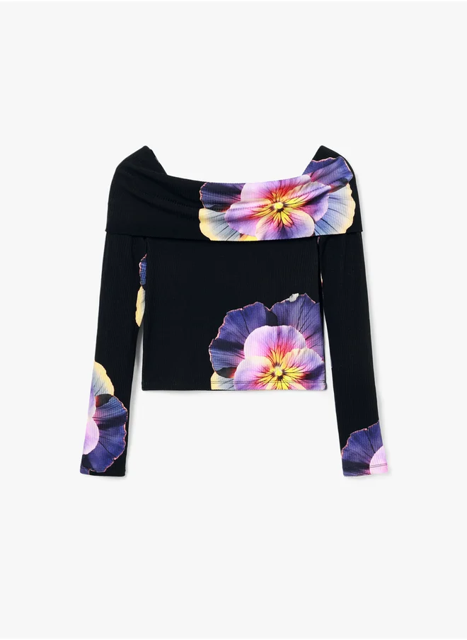 DESIGUAL Floral Print T-Shirt M. Christian Lacroix