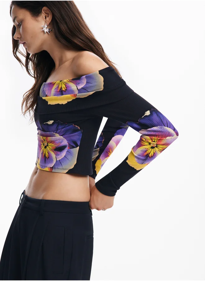 DESIGUAL Floral Print T-Shirt M. Christian Lacroix