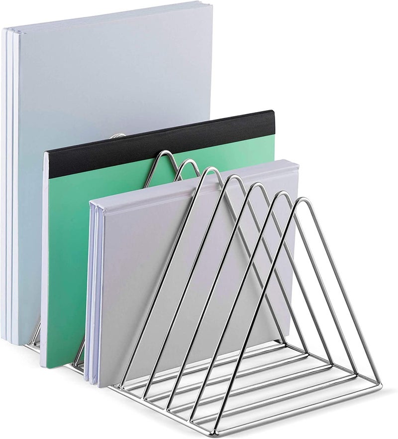 Namani Triangular Magazine Holder For Table|Desk Organizers|Bookshelf Triangle Magazine|Desktop Organizer|File|Books Stand|File Storage Rack For Office,Stainless Steel,Tiered Shelf - Countertop - Image 1