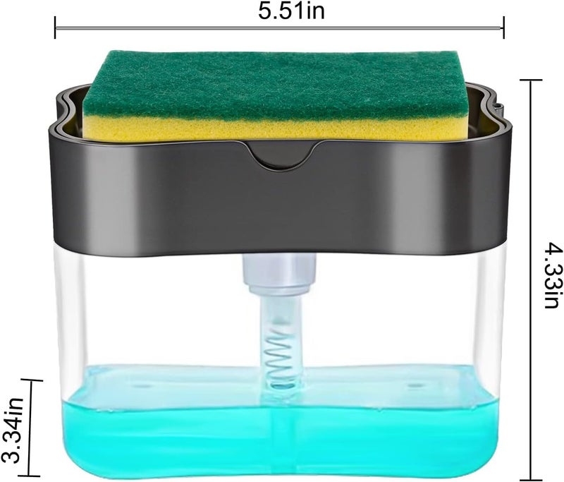 TEKCOOL 2 in 1 Soap Dispenser for Bathroom Accessories Dishwasher Liquid Holder Liquid Dispenser Pump 400 ML with Sponge Holder Kitchen Sink Accessories Items (Multi-Color). - Image 2