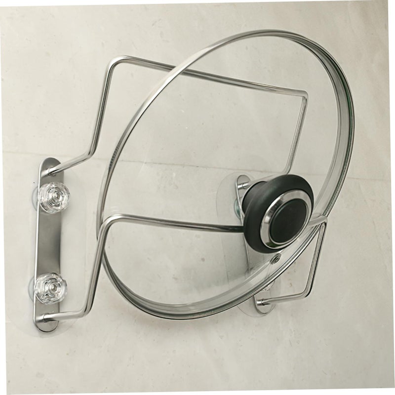 Stainless Steel Wall Mounted Pot Lid Rack with Slip Design Space Saving Kitchen Organizer - Image 5