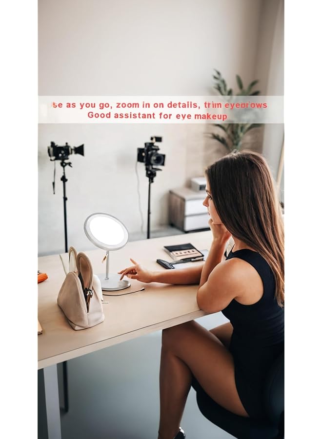 إيروريكس مرآة مكياج مزدوجة الجوانب مع إضاءة LED وتكبير 1 إلى 10 أضعاف وقابلة للطي للسفر تعمل بالبطارية ومنفذ USB - Image 4