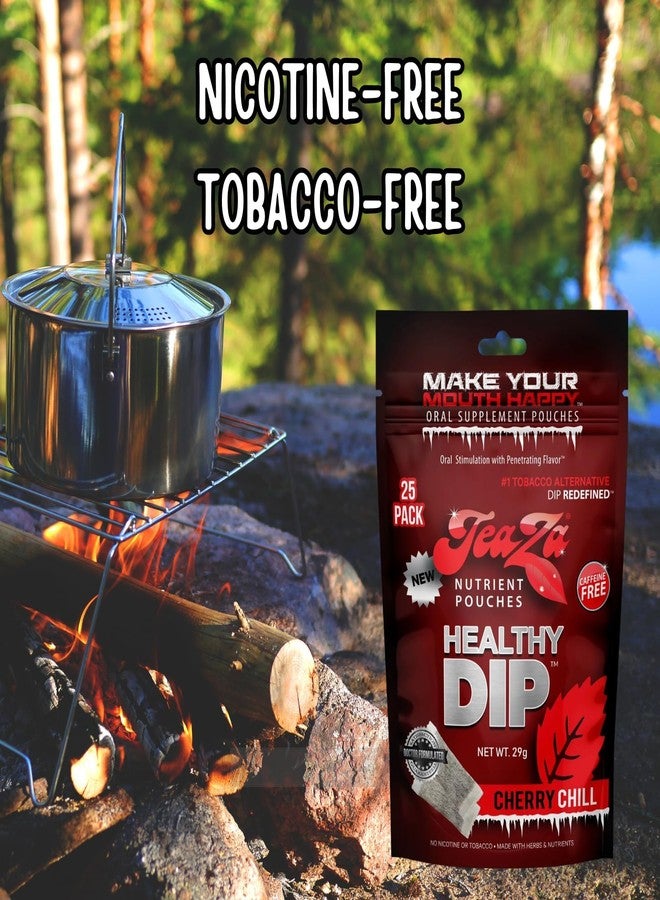 TeaZa Energy Pouches, Tobacco Free Nicotine Free Dip Alternative Snuff & Energy Dip Chewing Tobacco Alternative Healthy Dipping Premium Flavored Cherry Chill (4 Pack) - Image 2