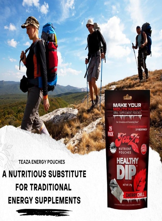 TeaZa Energy Pouches, Tobacco Free Nicotine Free Dip Alternative Snuff & Energy Dip Chewing Tobacco Alternative Healthy Dipping Premium Flavored Cherry Chill (4 Pack) - Image 4