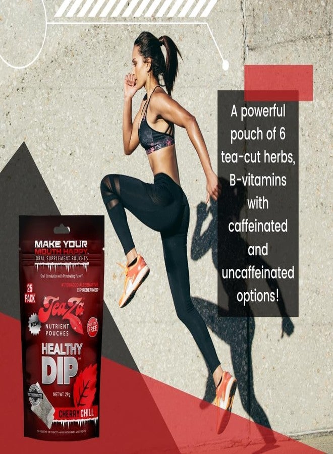 TeaZa Energy Pouches, Tobacco Free Nicotine Free Dip Alternative Snuff & Energy Dip Chewing Tobacco Alternative Healthy Dipping Premium Flavored Cherry Chill (4 Pack) - Image 3
