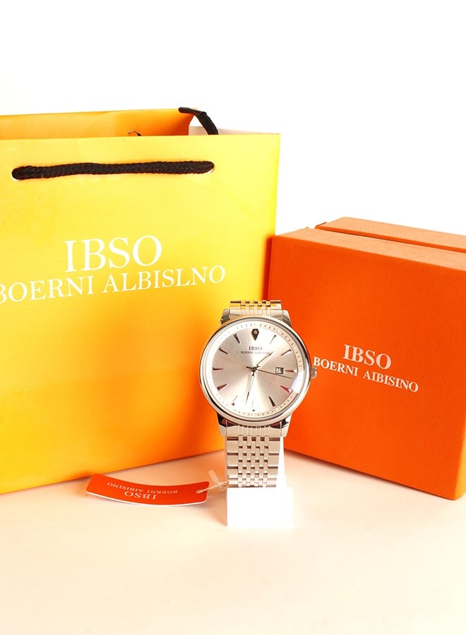 IBSO Classic Watch for Men -Analog- Quartz - Silver stainless steel Band - IBM15