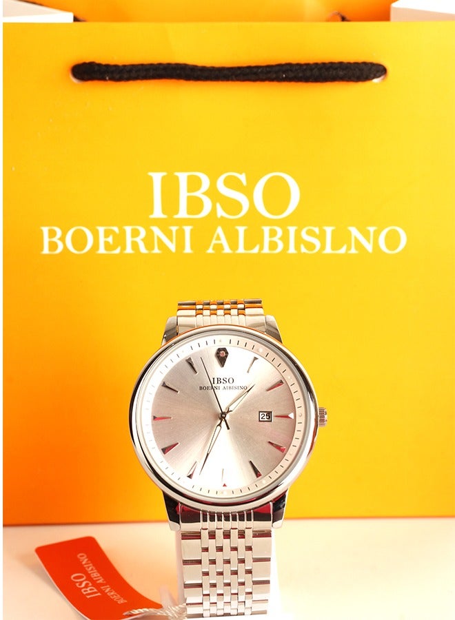 IBSO Classic Watch for Men -Analog- Quartz - Silver stainless steel Band - IBM15