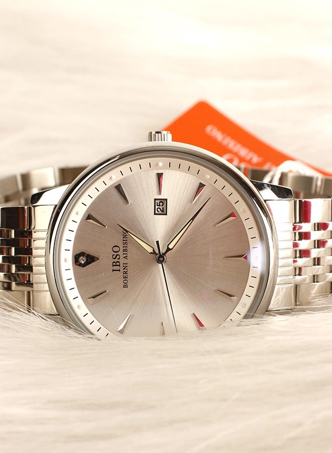 IBSO Classic Watch for Men -Analog- Quartz - Silver stainless steel Band - IBM15