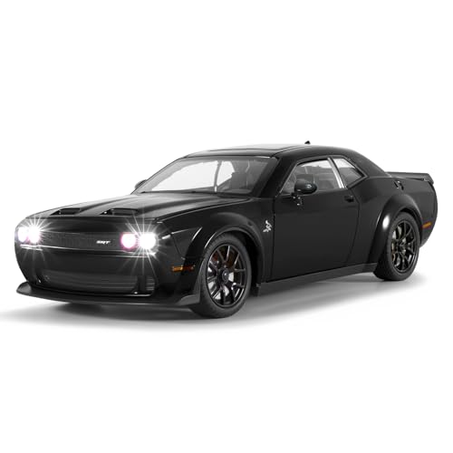 FRJV Car Toys for Boys 124 Diecast Cars Hellcat SRT Collectibles Model KitPull Back Metal Toy Car with Lights and SoundsToy Cars for Boys Age 47Black - Image 1