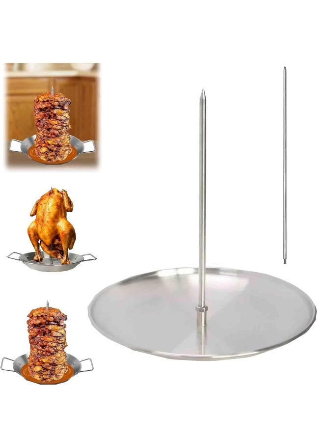 Gyro Pan with Skewer, Gyro Pan with Skewer for Oven, Vertical Skewer Pan, Vertical Skewer Pan for Oven, Stainless Steel Vertical Skewer Pan, Gyro Cooking Plate  - Image 1
