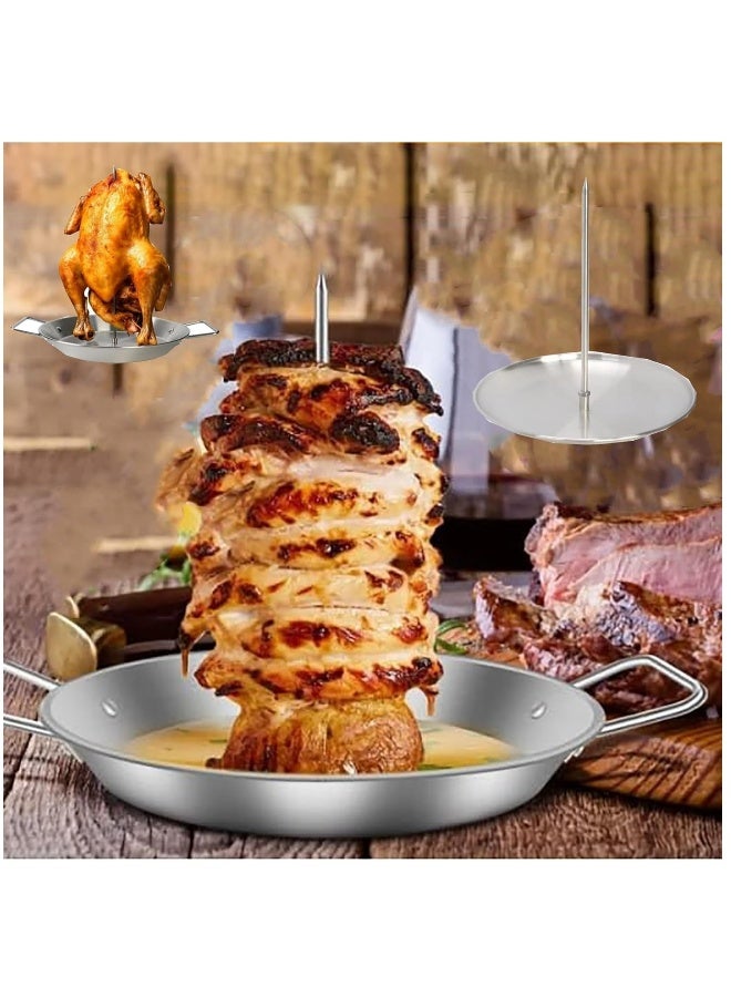 Gyro Pan with Skewer, Gyro Pan with Skewer for Oven, Vertical Skewer Pan, Vertical Skewer Pan for Oven, Stainless Steel Vertical Skewer Pan, Gyro Cooking Plate  - Image 2