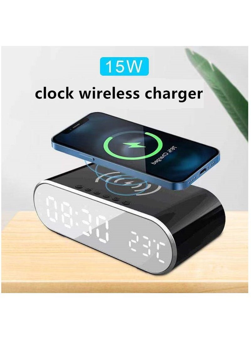 oem - Digital Alarm Clock with Wireless Charging,15W Fast Wireless Charger Station for Phone - Image 1
