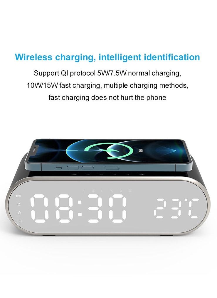 oem - Digital Alarm Clock with Wireless Charging,15W Fast Wireless Charger Station for Phone - Image 1