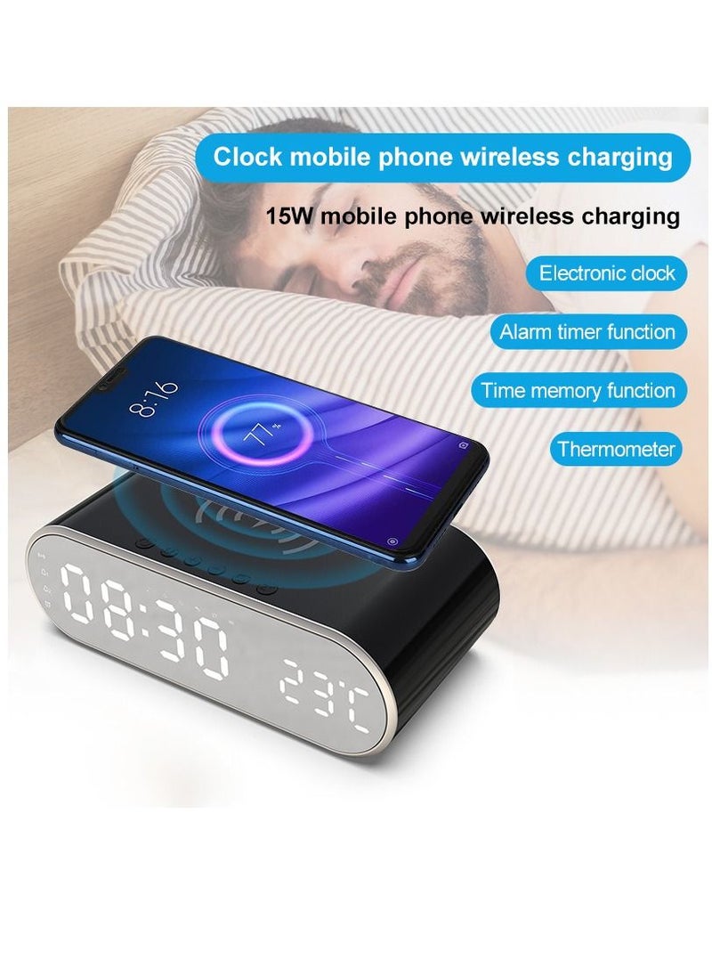 oem - Digital Alarm Clock with Wireless Charging,15W Fast Wireless Charger Station for Phone - Image 1