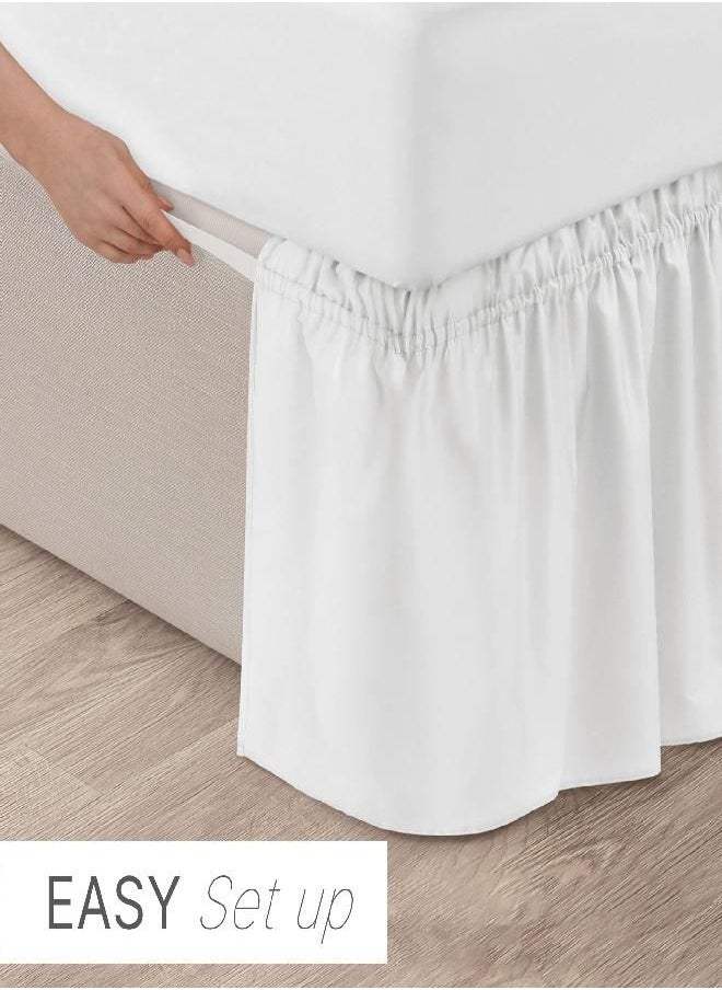 CGK Unlimited - Ruffled White King Bed Skirt - Hotel-Quality Ruffles for King Beds with 15 in. Drop - Elastic Wrap Around Dust Ruffle King Bedskirt for Easy Fitting with Brushed Fabric by CGK Unlimited - Image 1
