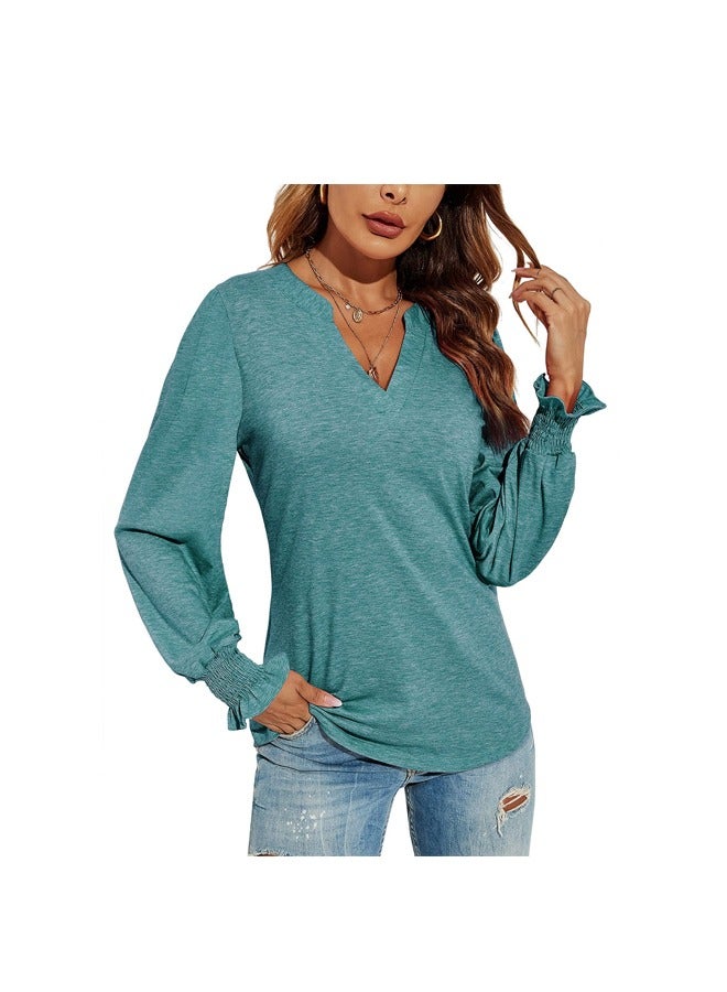 NIBEMINENT V-Neck Basic Casual Long Sleeve T-Shirt - Image 1