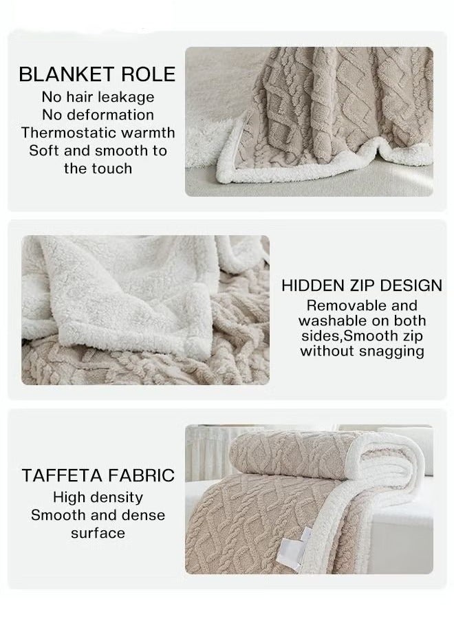 Beauenty Double-sided Blanket Simple Solid Color Blanket Three-dimensional Jacquard Design On The Surface Soft And Skin-friendly Breathable And Warm Blanket 180*200cm Brown  - Image 5