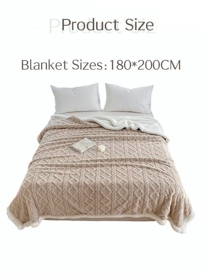Beauenty Double-sided Blanket Simple Solid Color Blanket Three-dimensional Jacquard Design On The Surface Soft And Skin-friendly Breathable And Warm Blanket 180*200cm Brown  - Image 4
