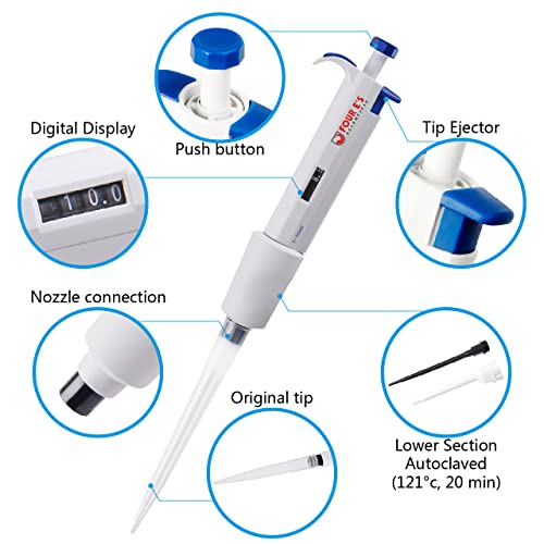 FOUR E'S SCIENTIFIC 1-10ML Single-Channel Pipettor Adjustable Variable Volume Micropipette High Accurate Pipettor for Laboratory - Image 2