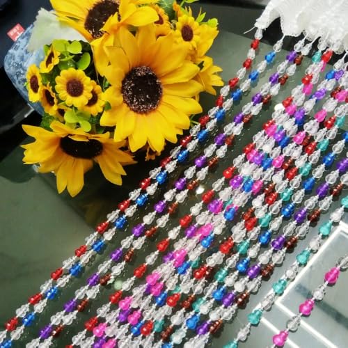 ave split Beaded Curtain Doorways Star Acrylic Hanging Door Beads String Curtains Tassel Room Divider Screen Decor for Doorway Window Living Room Wedding 055hl (Colorfull) - Image 2