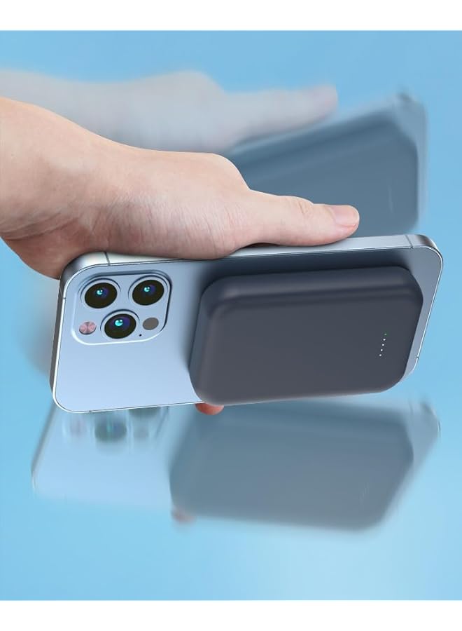 Magnetic Wireless Power Bank 10000Mah 15W Qi Wireless Mag Safe Battery Pack With 20W Usb C Power Delivery Port For Iphone14 13 Samsung All Wireless Charging Enabled Smartphone Deep Blue