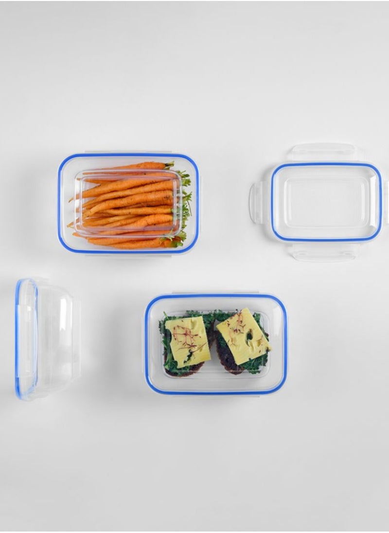 Dunia Fresh & Lock Rectangular 4-Piece Plastic Cans Set for Refrigerator with Airtight Lid - Storage Solution - BPA-Free | Lead-Free (550-1000-1800-3000 ML)
