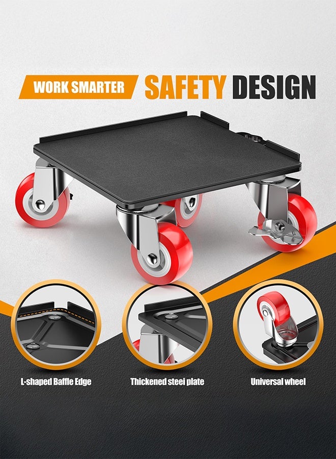 WALALLA Heavy Duty 1400kg Furniture Dolly & Movers with 5 Wheels & Brake - 360° Rotating Moving Dolly for Furniture, Piano, Appliances cm Non-Slip Sliders, Red - Image 3