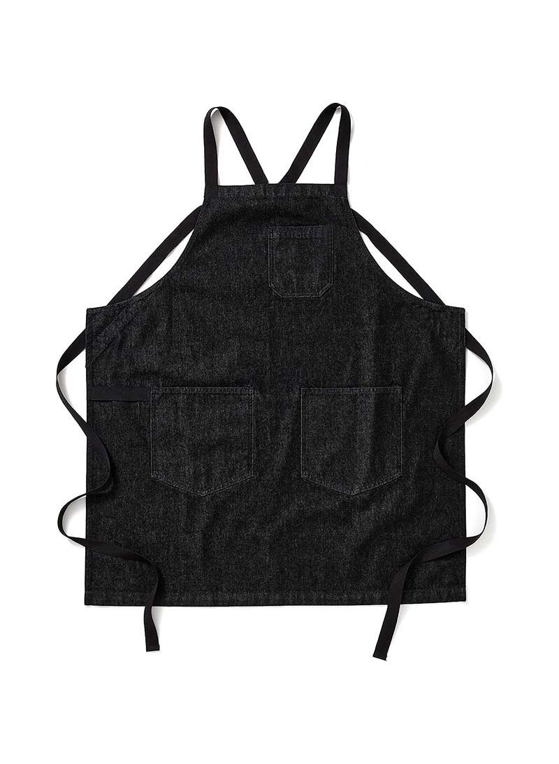 Y&D Washed Denim Modern Simple Cross Strap Hairdresser Overalls Barista Apron - Image 1