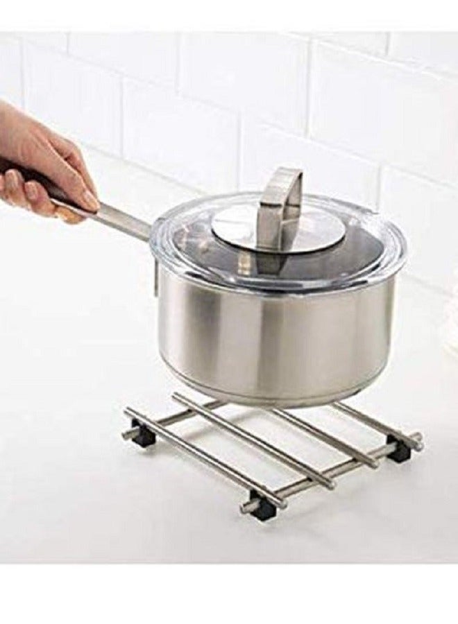 Two piece of metal pot holder set, silver/black  - Image 2